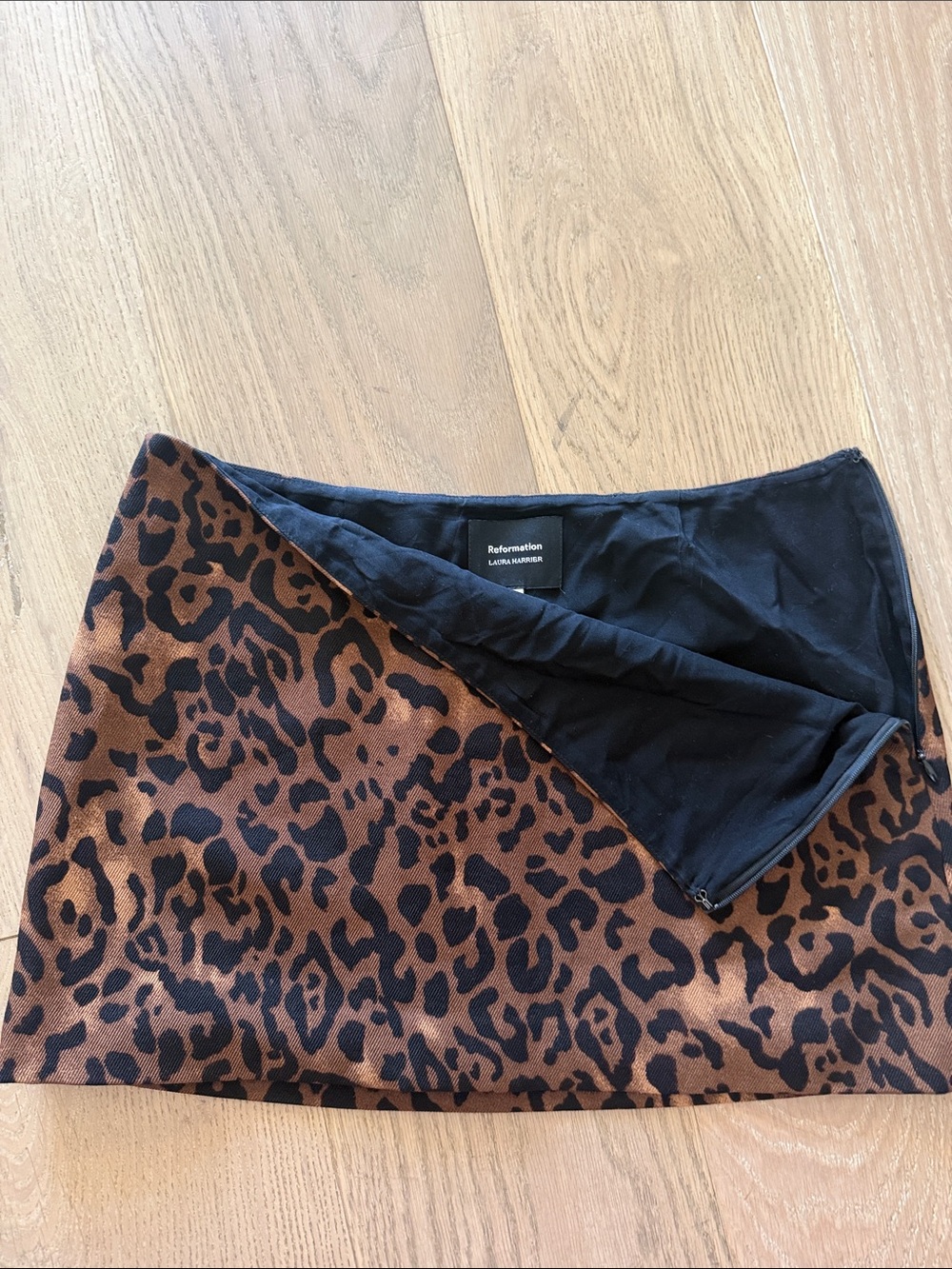 Reformation Leopard-Print Mini Skirt in Brown and Black